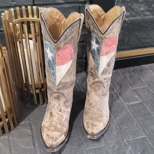 Vintage Cowboy Boots with Texas Heart Design